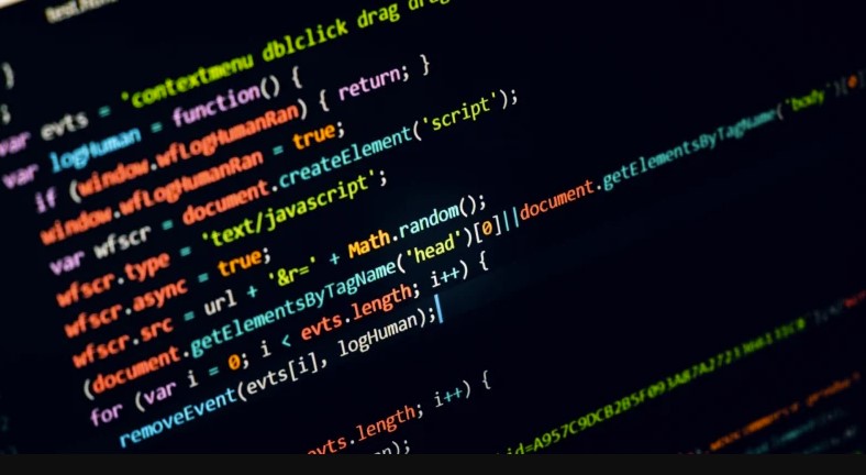 Computer screen showing coding