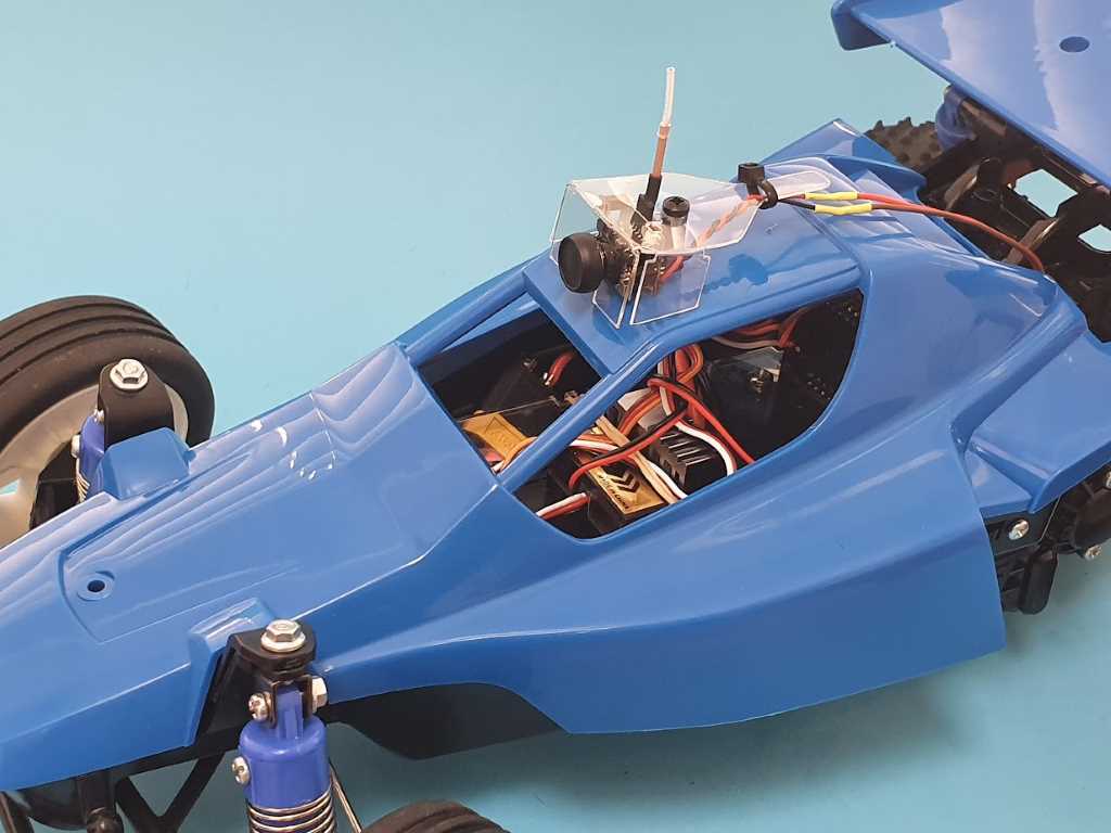 Tech Camp high-speed RC car with FPV camera mounted on top