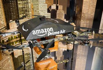 Amazon delivery drone on table